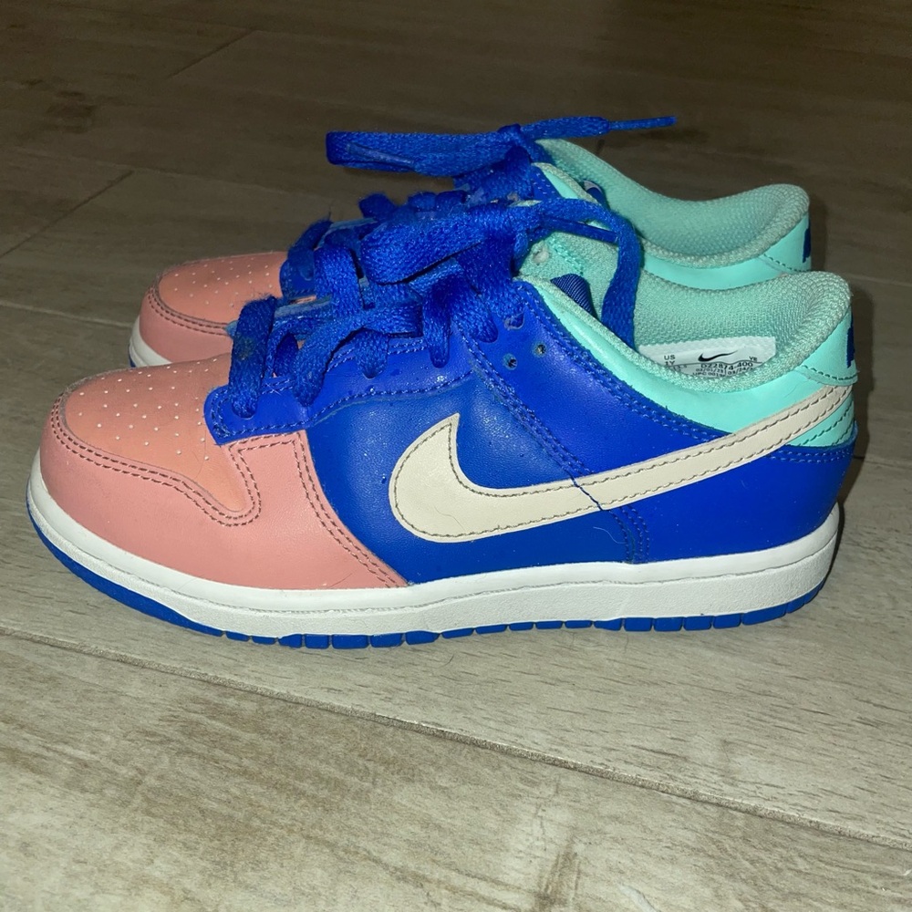 Nike Dunk Low SE Salmon Toe Hyper Royal PS sneakers Size 1Y Pink Blue DZ2874-400